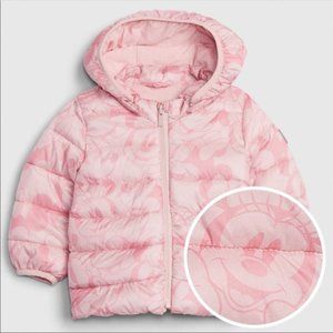 Baby Gap x Disney Minnie Mouse Primaloft Puffer Jacket, Perfect Pink, 6-12 mo